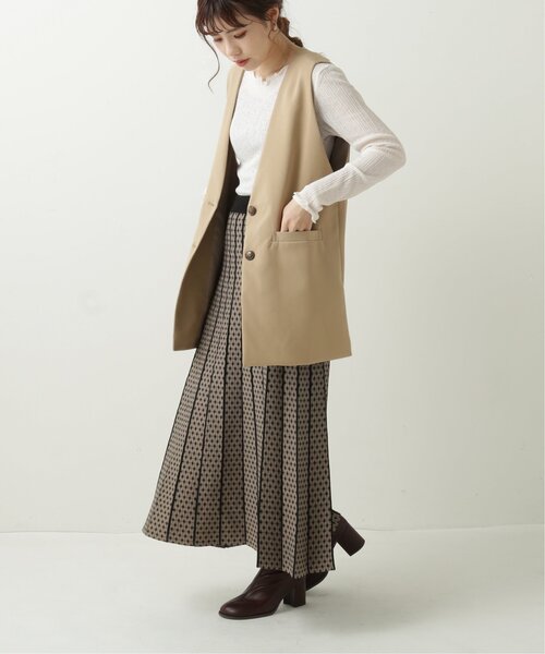 RAY CASSIN（レイカズン）の「ダイヤストライプニットスカート（スカート・レディース・ブラック/ブラウン/オレンジ/キナリ/ネイビー・FREE）」の9枚目の写真