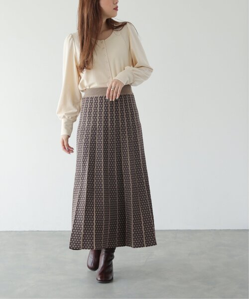 RAY CASSIN（レイカズン）の「ダイヤストライプニットスカート（スカート・レディース・ブラック/ブラウン/オレンジ/キナリ/ネイビー・FREE）」の16枚目の写真