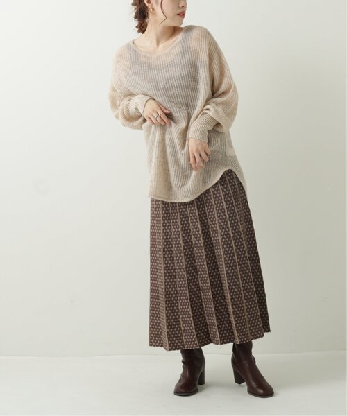 RAY CASSIN（レイカズン）の「ダイヤストライプニットスカート（スカート・レディース・ブラック/ブラウン/オレンジ/キナリ/ネイビー・FREE）」の20枚目の写真