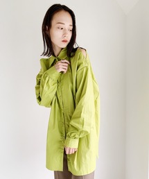 オープンショルダー2WAYストライプボーイフレンドシャツ