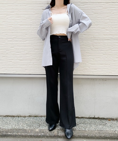 CLEA（クレア）の「オープンショルダー2WAYストライプボーイフレンドシャツ（シャツ/ブラウス・レディース・ブルー/グリーン・FREE）」の10枚目の写真