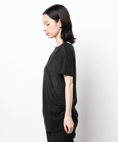 GGD（ジージーディー）の「ウォッシャブル麻モダンベーシック（Tシャツ/カットソー・レディース・ワイン/ブラック/バーガンディー/インディゴブルー・L/M/LL）」の6枚目の写真
