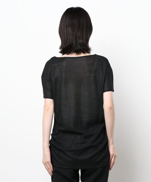GGD（ジージーディー）の「ウォッシャブル麻モダンベーシック（Tシャツ/カットソー・レディース・ワイン/ブラック/バーガンディー/インディゴブルー・L/M/LL）」の5枚目の写真