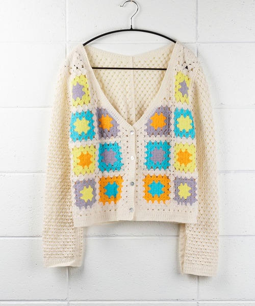 me+em select(ミームセレクト)の「パッチワーククロシェワイドカーディガン(カーディガン/ボレロ・レディース・ブラウン/ブラック/イエロー/ブルー/アイボリー・FREE)」の16枚目の写真