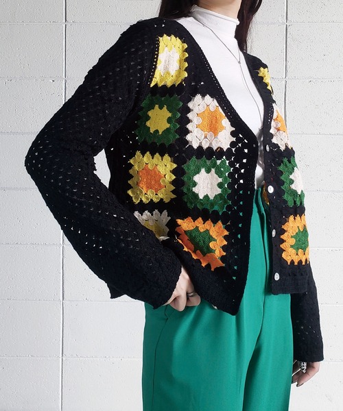 me+em select(ミームセレクト)の「パッチワーククロシェワイドカーディガン(カーディガン/ボレロ・レディース・ブラウン/ブラック/イエロー/ブルー/アイボリー・FREE)」の12枚目の写真