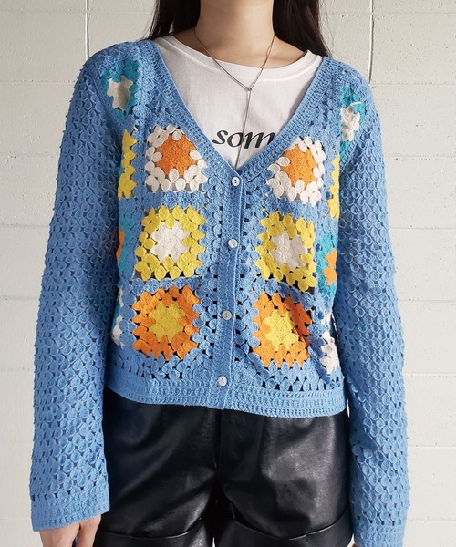 me+em select(ミームセレクト)の「パッチワーククロシェワイドカーディガン(カーディガン/ボレロ・レディース・ブラウン/ブラック/イエロー/ブルー/アイボリー・FREE)」の21枚目の写真
