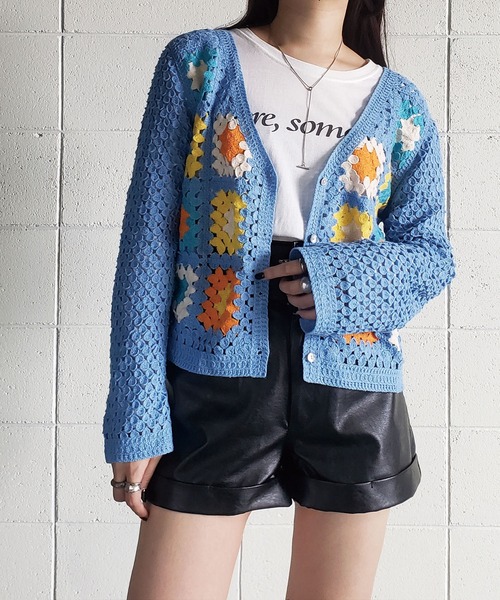 me+em select(ミームセレクト)の「パッチワーククロシェワイドカーディガン(カーディガン/ボレロ・レディース・ブラウン/ブラック/イエロー/ブルー/アイボリー・FREE)」の18枚目の写真