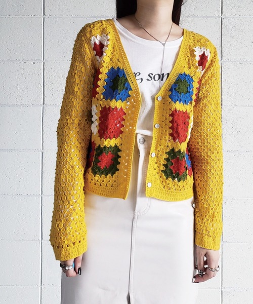 me+em select(ミームセレクト)の「パッチワーククロシェワイドカーディガン(カーディガン/ボレロ・レディース・ブラウン/ブラック/イエロー/ブルー/アイボリー・FREE)」の22枚目の写真