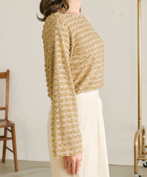 Ambre Neige（アンブルネージュ）の「クシュクシュメロートップス／【WEB/EC限定商品】（Tシャツ/カットソー・レディース・ベージュ/アイボリー・FREE）」の21枚目の写真