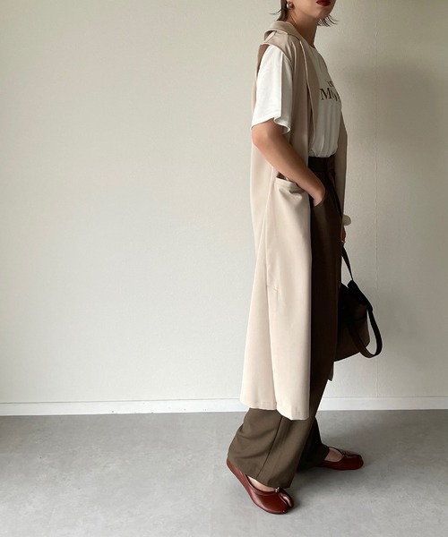 y/m by misato（イムバイミサト）の「エステルツイルテーラードベスト（ベスト・レディース・ブラック/ベージュ・FREE）」の7枚目の写真