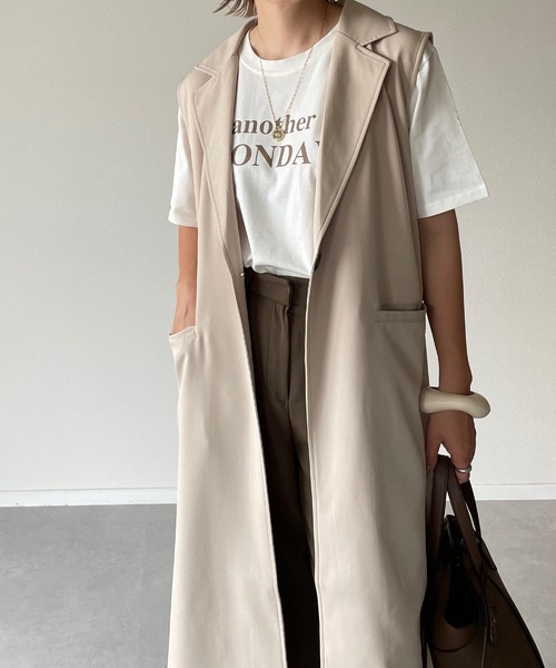 y/m by misato（イムバイミサト）の「エステルツイルテーラードベスト（ベスト・レディース・ブラック/ベージュ・FREE）」の14枚目の写真