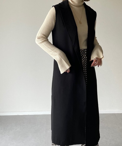 y/m by misato（イムバイミサト）の「エステルツイルテーラードベスト（ベスト・レディース・ブラック/ベージュ・FREE）」の12枚目の写真