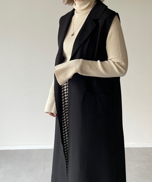 y/m by misato（イムバイミサト）の「エステルツイルテーラードベスト（ベスト・レディース・ブラック/ベージュ・FREE）」の15枚目の写真