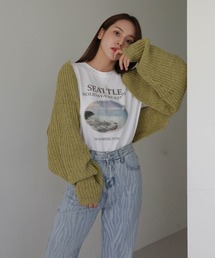 ルーズクロップドボレロニット