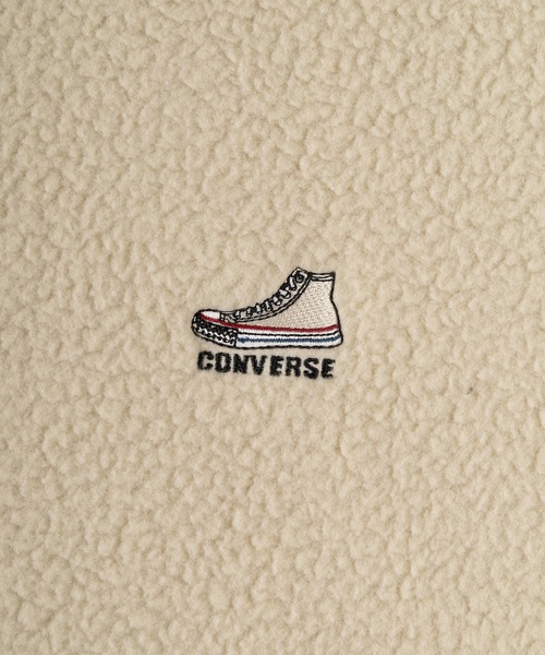 CONVERSE(コンバース)の「【CONVERSE/コンバース】ALL STAR&シューズワンポイント刺繍 ボアプルパーカー(パーカー・メンズ・ブラック/ダークグリーン/ベージュ/ナチュラル・M/L/XL)」の8枚目の写真
