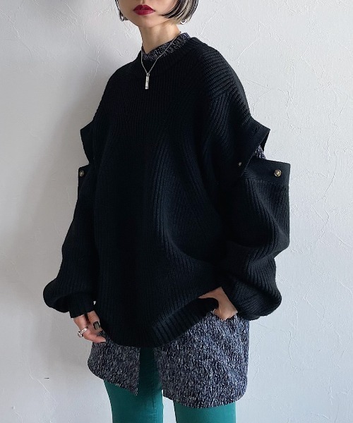 PAGEBOY（ページボーイ）の「スリーブレイヤードニット（ニット/セーター・レディース・オフホワイト/ピンク系その他/ブラック/グリーン系その他・FREE）」の3枚目の写真