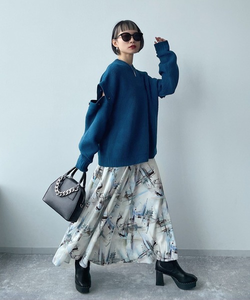 PAGEBOY（ページボーイ）の「スリーブレイヤードニット（ニット/セーター・レディース・オフホワイト/ピンク系その他/ブラック/グリーン系その他・FREE）」の7枚目の写真