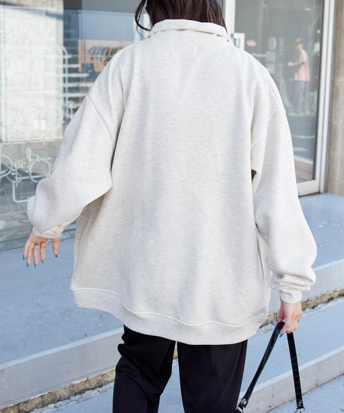 Snap club(スナップクラブ)の「【Snap club】裏起毛ワンポイント刺繍ロゴ オーバーサイズ スウェットジップジャケット(ブルゾン・メンズ・ライトブルー/オートミール/ダークベージュ・M/L)」の11枚目の写真