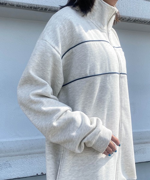Snap club(スナップクラブ)の「【Snap club】裏起毛ワンポイント刺繍ロゴ オーバーサイズ スウェットジップジャケット(ブルゾン・メンズ・ライトブルー/オートミール/ダークベージュ・M/L)」の12枚目の写真