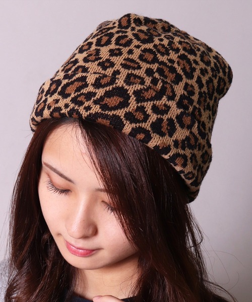 BAYBLO(ベイブロ)の「(CR)【ユニセックス】レオパード ジャガード ニットキャップ(ニットキャップ/ビーニー・レディース・レオパード・FREE)」の1枚目の写真