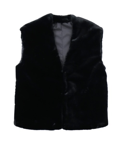 select MOCA（セレクトモカ）の「フェイクファーノーカラージレ（ベスト・レディース・ブラック/ブラウン/アイボリー・FREE）」の8枚目の写真