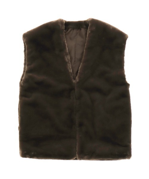 select MOCA（セレクトモカ）の「フェイクファーノーカラージレ（ベスト・レディース・ブラック/ブラウン/アイボリー・FREE）」の9枚目の写真