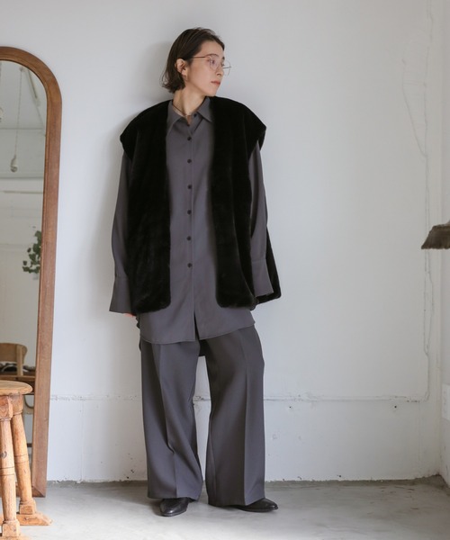 フェイクファーノーカラージレ（ベスト）｜select MOCA（セレクトモカ