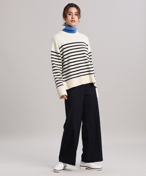 INED（イネド）の「ドロップショルダークルーニット（ニット/セーター・レディース・オフホワイト/その他/モカ/ネイビー/イエロー・9号）」の11枚目の写真