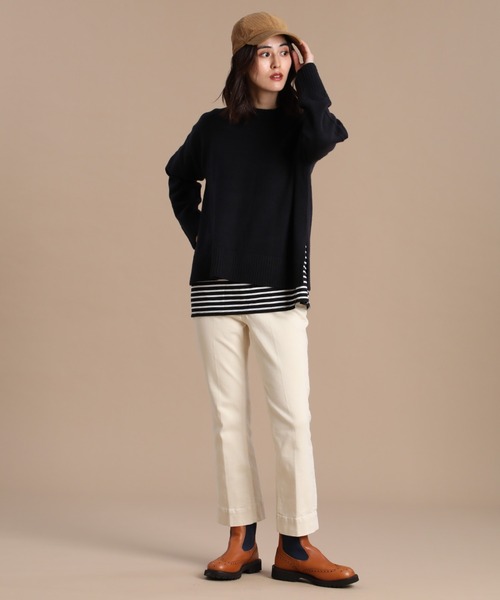 INED（イネド）の「ドロップショルダークルーニット（ニット/セーター・レディース・オフホワイト/その他/モカ/ネイビー/イエロー・9号）」の18枚目の写真