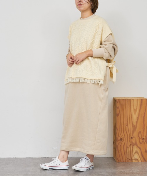 BONbazaar(ボンバザール)の「《向きを変えると2WAY仕様》ケーブル柄ベスト(ベスト・レディース・オフホワイト/ベージュ/カーキ/ブルー・FREE)」の7枚目の写真