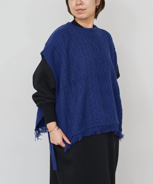 BONbazaar(ボンバザール)の「《向きを変えると2WAY仕様》ケーブル柄ベスト(ベスト・レディース・オフホワイト/ベージュ/カーキ/ブルー・FREE)」の16枚目の写真
