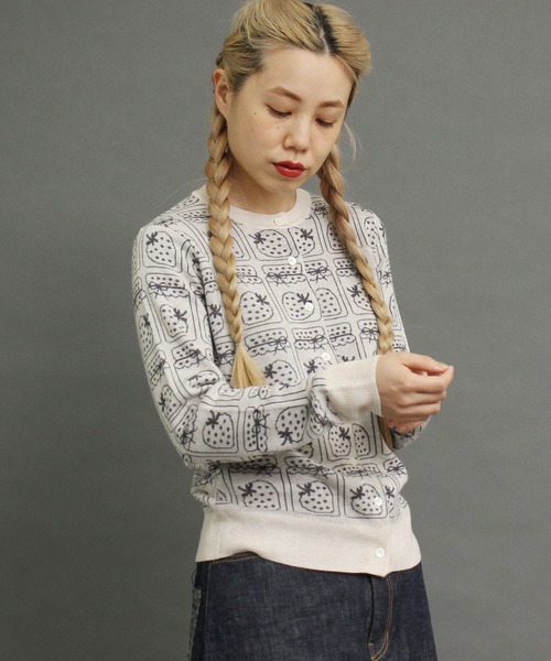 peu pres（プープレ）の「ジャムジャカードCD（ニット/セーター・レディース・ブラック/グレー・FREE）」の5枚目の写真