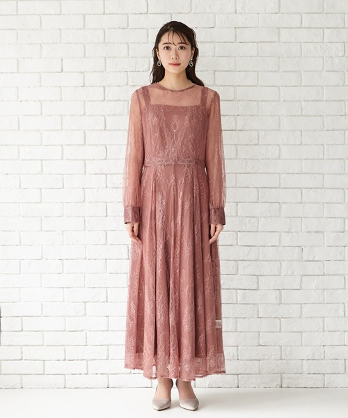 AIMER(エメ)の「【WEB限定】ロングレース2WAYパーティードレス(ドレス・レディース・モカ/スモーキーグリーン系/ピンク系その他・MEDIUM/LARGE)」の6枚目の写真