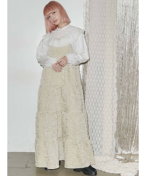 merry jenny（メリージェニー）の「rumpleティアードキャミワンピース（ワンピース・レディース・ブラック/ベージュ/ブラウン・FREE）」の4枚目の写真