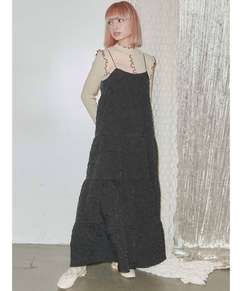 merry jenny（メリージェニー）の「rumpleティアードキャミワンピース（ワンピース・レディース・ブラック/ベージュ/ブラウン・FREE）」の14枚目の写真