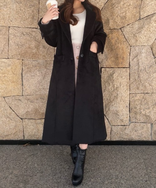 MIIA（ミーア）の「チェスターコート（チェスターコート・レディース・ブラック/ベージュ/ピンク系その他/ブラウン系その他2・FREE）」の2枚目の写真