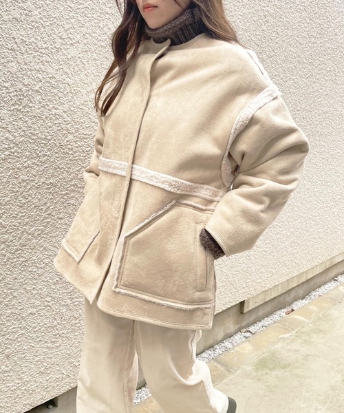 frunco（フランコ）の「リバーシブルボアフェイクムートンコート（ムートンコート・レディース・アイボリー・FREE）」の7枚目の写真