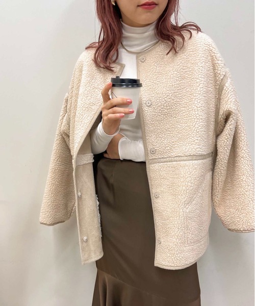 frunco（フランコ）の「リバーシブルボアフェイクムートンコート（ムートンコート・レディース・アイボリー・FREE）」の12枚目の写真