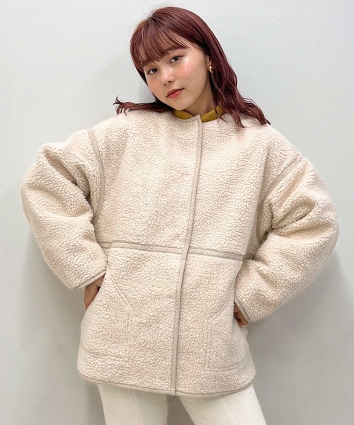 frunco（フランコ）の「リバーシブルボアフェイクムートンコート（ムートンコート・レディース・アイボリー・FREE）」の5枚目の写真