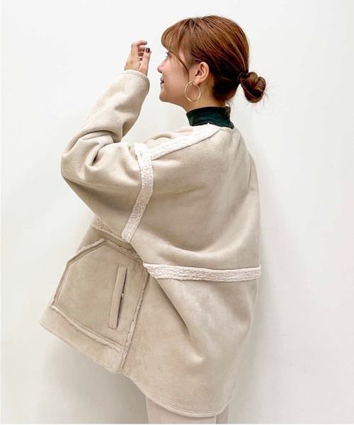 frunco（フランコ）の「リバーシブルボアフェイクムートンコート（ムートンコート・レディース・アイボリー・FREE）」の2枚目の写真