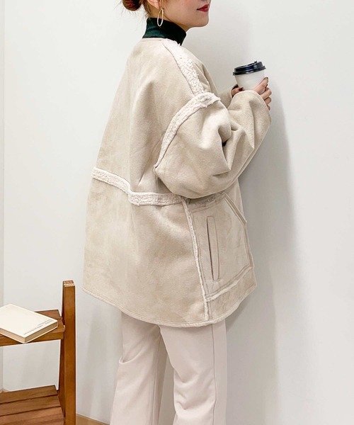 frunco（フランコ）の「リバーシブルボアフェイクムートンコート（ムートンコート・レディース・アイボリー・FREE）」の15枚目の写真