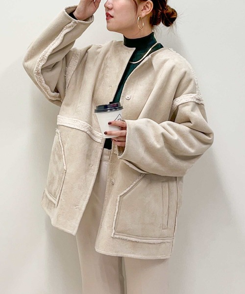 frunco（フランコ）の「リバーシブルボアフェイクムートンコート（ムートンコート・レディース・アイボリー・FREE）」の11枚目の写真