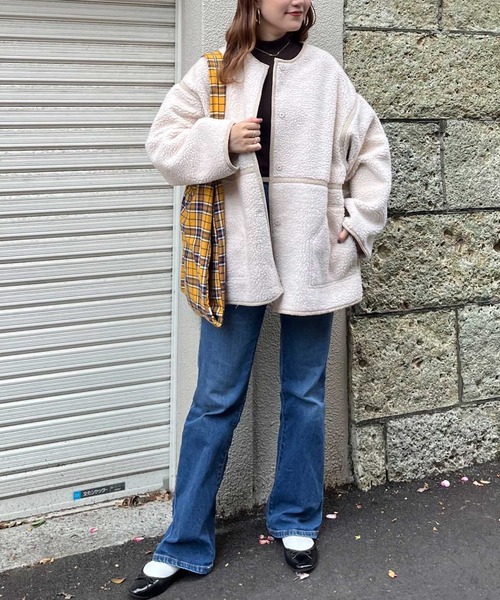 frunco（フランコ）の「リバーシブルボアフェイクムートンコート（ムートンコート・レディース・アイボリー・FREE）」の10枚目の写真