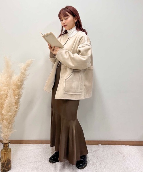 frunco（フランコ）の「リバーシブルボアフェイクムートンコート（ムートンコート・レディース・アイボリー・FREE）」の8枚目の写真