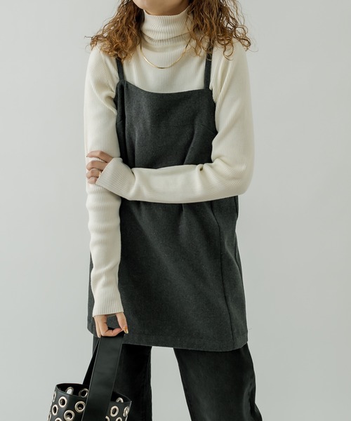 mystic（ミスティック）の「ウールタッチミニワンピース（ワンピース・レディース・チャコールグレー/ブラック・FREE）」の2枚目の写真