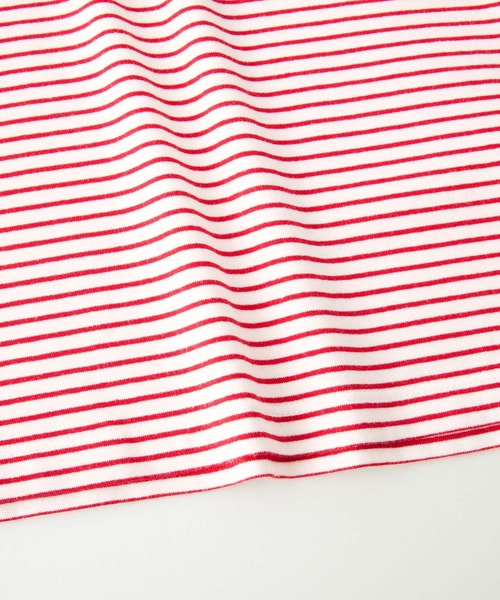 BONLECILL（ボンルシール）の「2way ミニボーダー リンガーパフスリーブプルオーバー クルーネック/スクエアネック（Tシャツ/カットソー・レディース・ブラック/ブラウン/レッド/ブルー/グリーン/イエロー・FREE）」の14枚目の写真