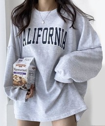 Dalfwin | 2022AW スウェット 秋冬 韓国ファッション スウェット CALIFORNIA カレッジロゴスウェット トレーナー 体型カバー オーバーサイズ(スウェット)