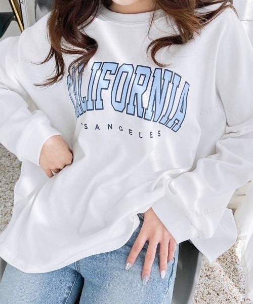 Dalfwin（ダールフィン）の「韓国ファッションCALIFORNIAカレッジロゴオーバーサイズスウェット（スウェット・レディース・グレー/ブラック/ベージュ/ベージュ系その他/ブラック系その他/グレー系その他/アイボリー・FREE）」の8枚目の写真
