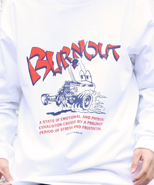 JUNGLES（ジャングルス）の「JUNGLES/ジャングルス  Burnout S/S Tee 半袖Tシャツ フロントロゴ グラフィックプリント オーバーサイズ（Tシャツ/カットソー・メンズ・ホワイト/グリーン・L/M/XL）」の2枚目の写真
