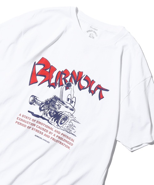 JUNGLES（ジャングルス）の「JUNGLES/ジャングルス  Burnout S/S Tee 半袖Tシャツ フロントロゴ グラフィックプリント オーバーサイズ（Tシャツ/カットソー・メンズ・ホワイト/グリーン・L/M/XL）」の6枚目の写真